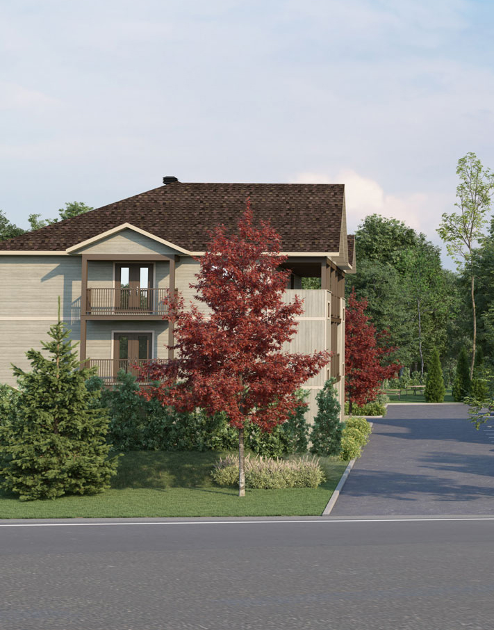 Vue de la rue d’un des blocs appartements 